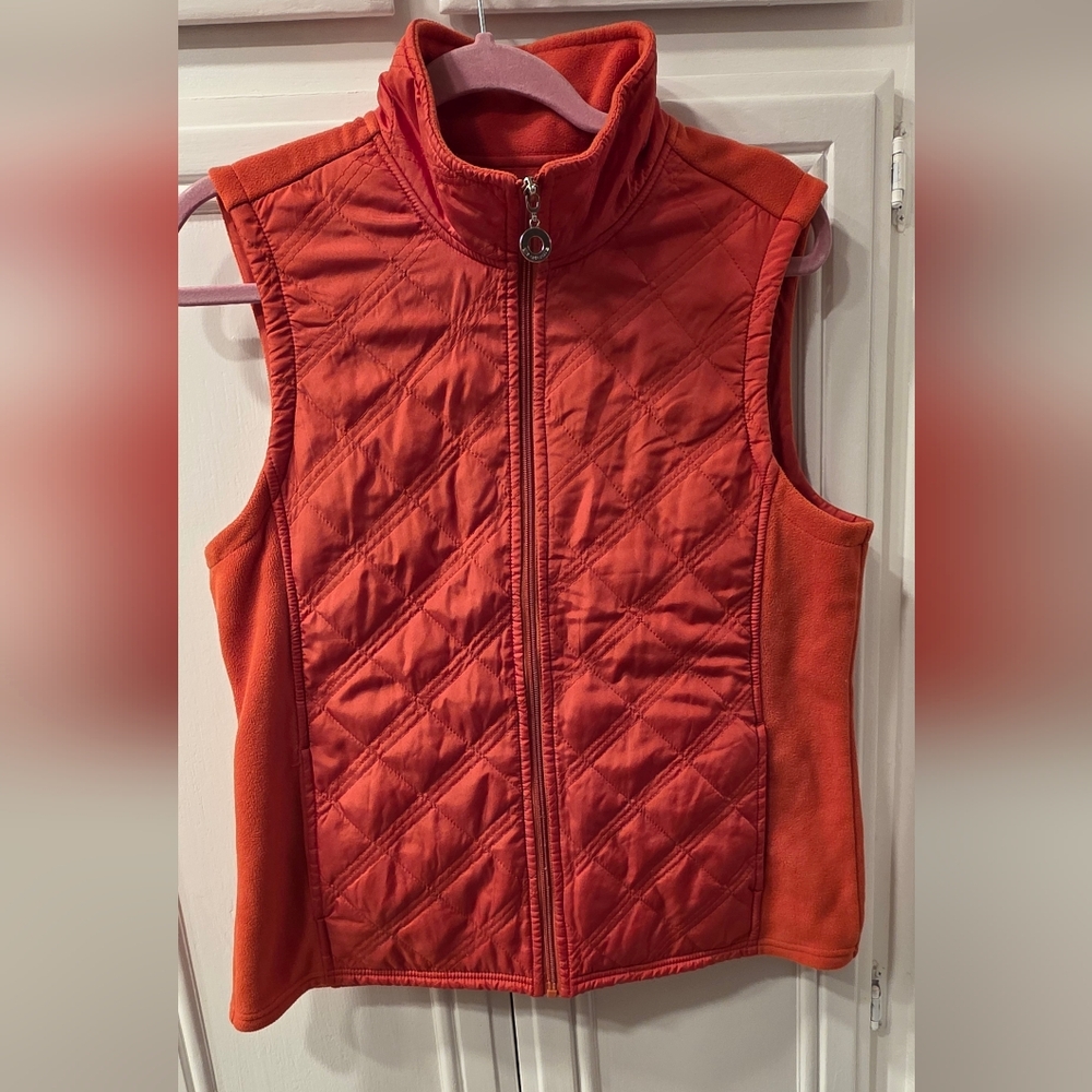 E Studio Women's Quilted Orange Vest ~ Size Large